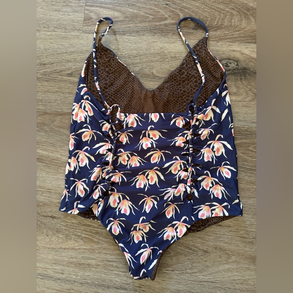 acacia swimwear Navy Floral One-Piece Swimsuit